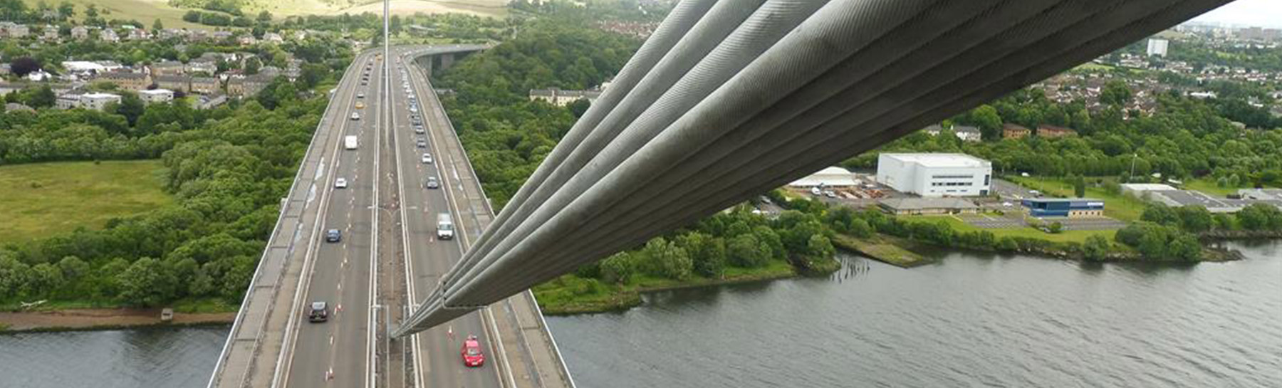 aerial view from top of erskine bridge or road bridge below